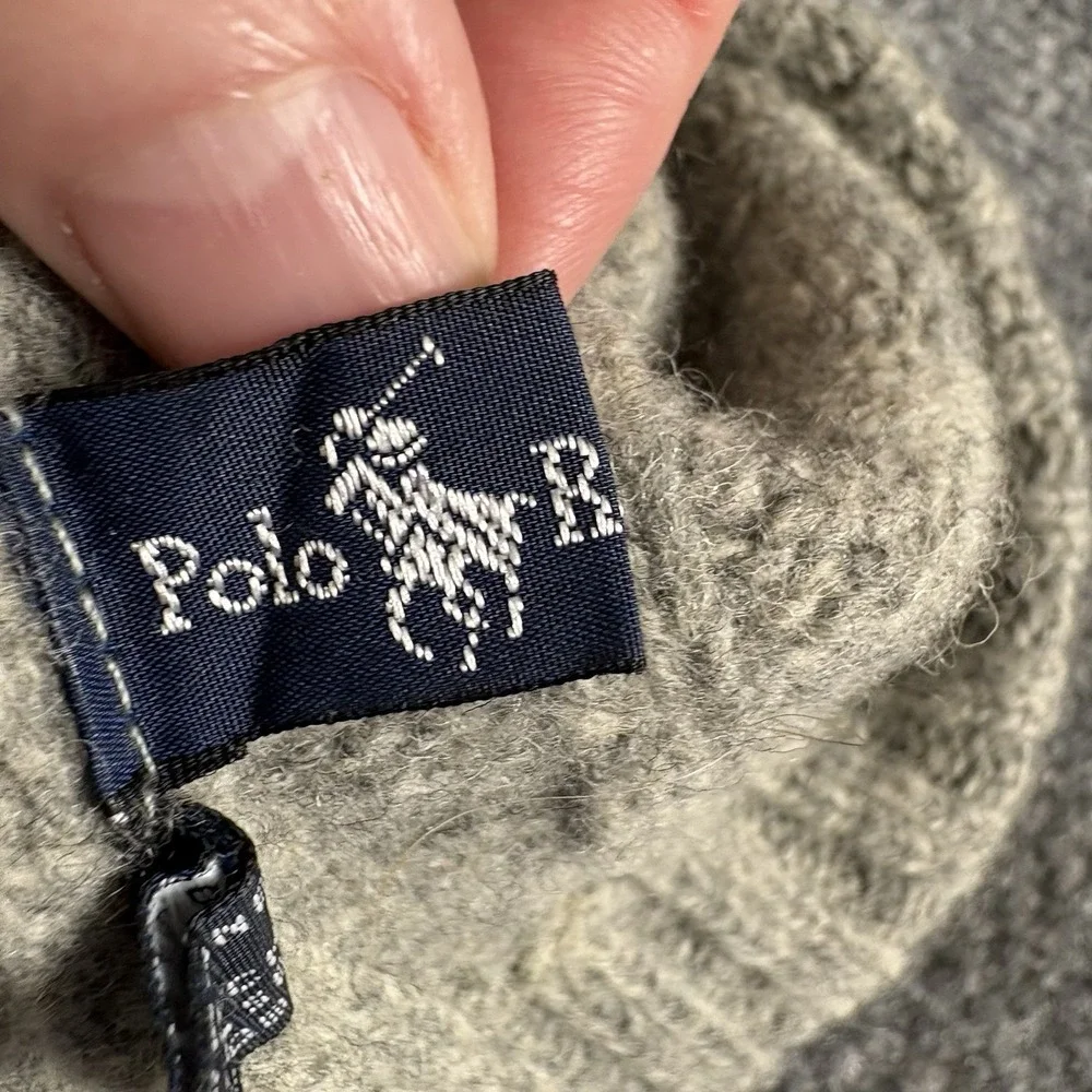 Polo Ralph Lauren Beanie Boys Gray Wool Blend Ribbed Knit Pony Logo Preppy Kids